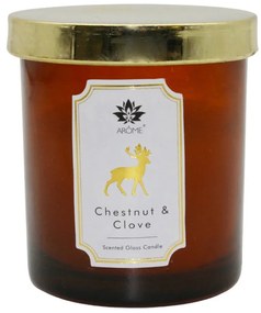 Arome Színes üvegben, fedéllel ellátott gyertya,gesztenye és szegfűszeg illatú, 125 g
