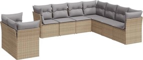 vidaXL 9 részes bézs polyrattan kerti ülőgarnitúra párnákkal