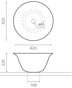 Bathco 4062 - NORDIC ráépíthető mosdó, átmérő 42 cm, porcelán/fehér