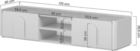 Amilio TV-szekrény 170 cm fiókkal - kasmír / olajozott tölgy / kasmír fogantyú