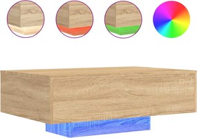 vidaXL sonoma tölgy színű dohányzóasztal LED-lámpákkal 85 x 55 x 31 cm