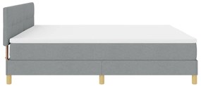 Boxspring Ágy Matrac &amp; LED Fény Világosszürke 200x200 cm Textil