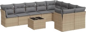 vidaXL 10 részes bézs polyrattan kerti ülőgarnitúra párnával