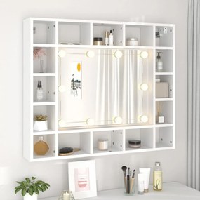 fehér tükrös szekrény LED-ekkel 91 x 15 x 76,5 cm