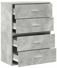 szekrények 2 fiókkal 2 db betonszürke 60x31x40 cm gépelt fa