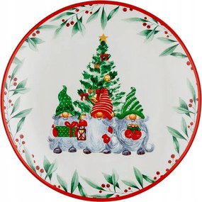 Karácsonyi dekorációs desszertes tányér 20cm Téli manó Elfo Florina