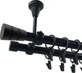 Mennyezeti Függönykarnis Dupla fém fekete matt 19+19 mm 160 cm basic henger