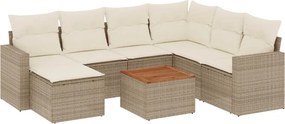 vidaXL 8 részes bézs polyrattan kerti ülőgarnitúra párnával