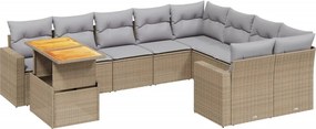 vidaXL 10 részes bézs polyrattan kerti ülőgarnitúra párnával