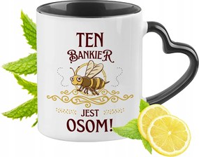 Bankárnak Fekete Bögre Szív Alakú Füllel Ajándék