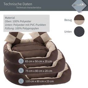 PETSTUFF® Kutyafekhely krém/barna 110 x 80 x 23 cm