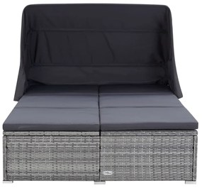kétszemélyes szürke polyrattan napozóágy párnával