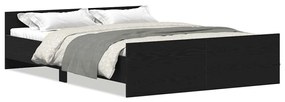 fekete tölgy színű szerelt fa ágykeret matrac nélkül 140x190 cm