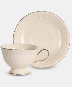 Krém porcelán csésze domború mintával hat személyes Veroni Hillary