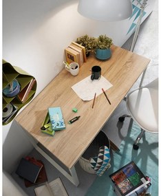 Lisbet fehér íróasztal fa dekoros asztallappal - Kave Home