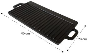 Canadienne, barbecue grill-lemez, 2 az 1-ben kétoldalas lemez, 45 × 1,5 × 23 cm (SZ × M × M), öntöttvas