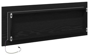 LED tükör fürdőszobához fekete tölgyből, 100x8,5x37 cm mérnöki fa