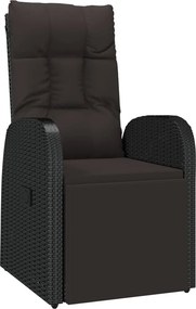 vidaXL fekete dönthető háttámlás polyrattan kerti szék párnával