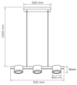 LED Csillár zsinóron MIRELLA 3xGX53/6W/230V arany/fekete