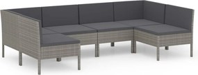 vidaXL 6 részes szürke polyrattan kerti ülőgarnitúra párnákkal