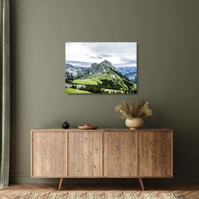 Kép - hegycsúcsok (üvegen) (70x50 cm)