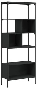 5 szintes fekete szerelt fa könyvespolc 76 x 33 x 188,5 cm