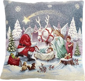 Gobelin Párnahuzat Karácsonyi Dekoráció Mikulás Jézus Angyalkák 43