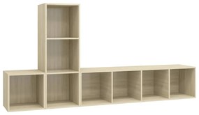 3 részes tölgyszínű forgácslap TV-szekrény szett