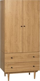HOMCOM Felnőtt Hálószobai Ruhásszekrény 2 Ajtóval, 2 Fiókkal - 80 x 52 x 180 cm - Fa Befejezés | Aosom