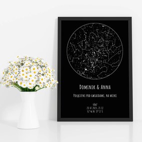 Csillagtérkép Személyre szabott Poszter Égtérkép 40x50cm Valentin nap