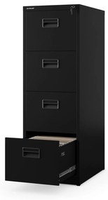 Fém irattartó szekrény, 4 fiókos SARA V4, 460 x 1320 x 620 mm, fekete