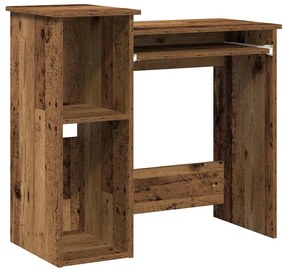 antik fa színű szerelt fa íróasztal polcokkal 84x40x78 cm