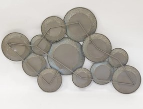 Kör alakú fali tükör kompozíció bronz színű fém keretben 81,5x128x5cm