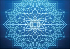 Fotótapéta Mandala szimmetria relaxáció absztrakt kék-fehér 254x184 +ragasztó