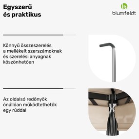 Grandezza Cortina kerti pavilon 3x6 m, időjárásálló, porfestett, oldalsó redőnyök