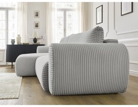 Világosszürke kordbársony kinyitható sarokkanapé (bal oldali) Lucien – Bobochic Paris