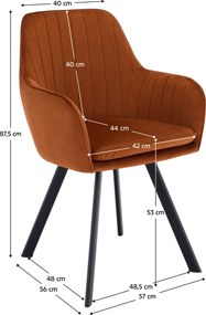 Design fotel, terrakotta Velvet szövet, AURIL