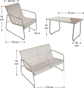 Juskys Genoa kerti fém garnitúra - homokszínű