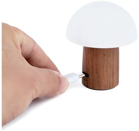 Fehér-sötét natúr színű LED asztali lámpa (magasság 7 cm) Alice Mushroom – Gingko