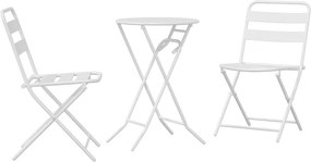 vidaXL Kert Bistro Készlet 3 pcs Fehér Acél