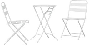 vidaXL Kert Bistro Készlet 3 pcs Fehér Acél