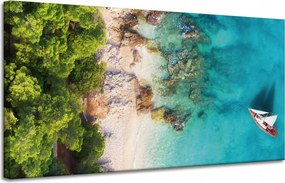 Vászonkép Tengerpart Erdők Víz Sziklák Tengerpart 120x60 cm