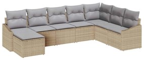 vidaXL Kanapé Szett párnával 8 pcs Bézs polirattan