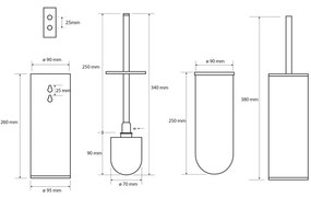 SAPHO XS300 X-Steel X-Steel függö/álló WC-kefe fekete, csiszolt rozsdamentes acélból