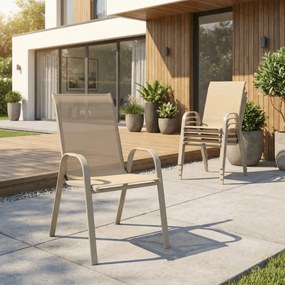 Kerti szék, fém, hálós kivitel, krém, AZC-C1000 CRM