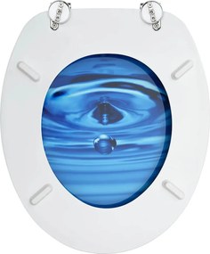 2 db kék vízcseppmintás MDF WC-ülőke fedéllel
