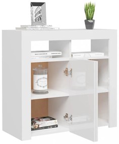 magasfényű fehér tálalószekrény LED-lámpákkal 80 x 35 x 75 cm