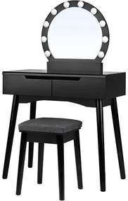 Modern fésülködő asztal készlet világítással - fekete