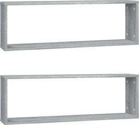 vidaXL 2 db szürke sonoma színű szerelt fa fali kockapolc 80x15x26,5cm