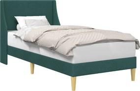 vidaXL Ágykeret fejtámlával Sötétzöld 90 x 200 cm szövet